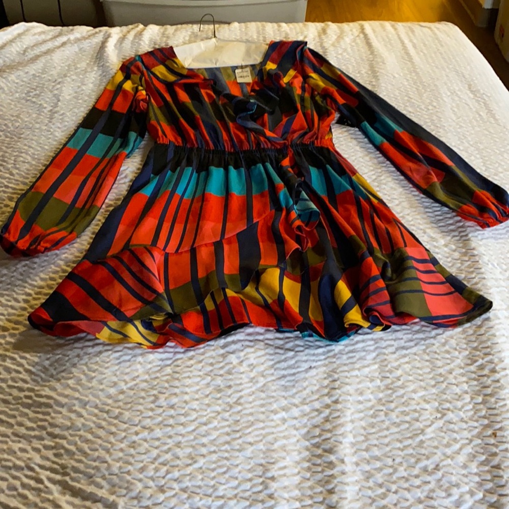 Express orange print mini dress